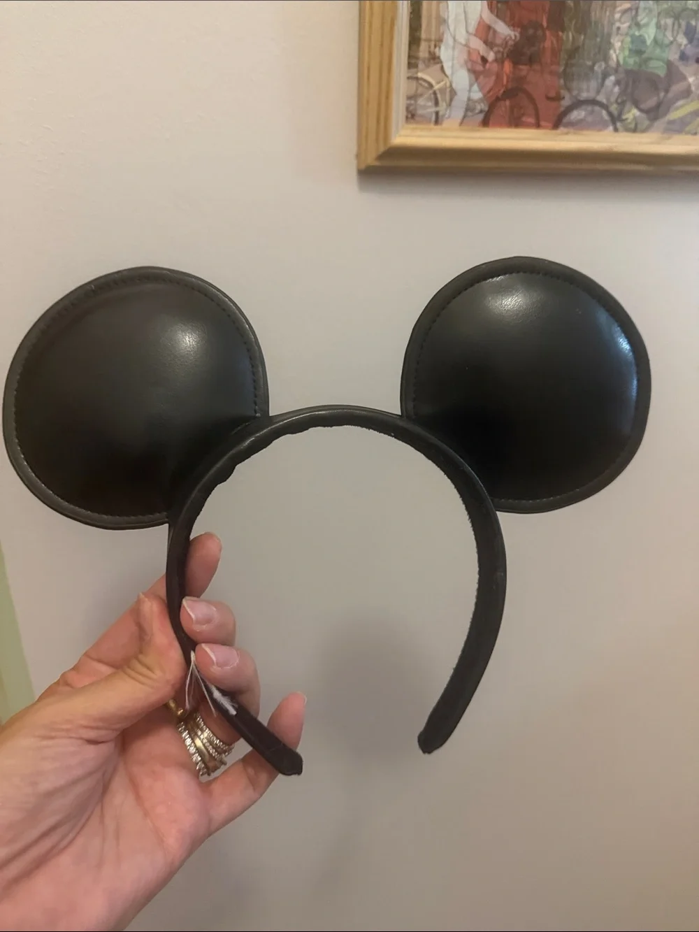 Faux Leather Black Mouse Ear Headband